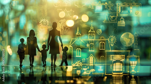 A visual representation of wealth being preserved for future generations, with symbols of inheritance, real estate, and trust funds.