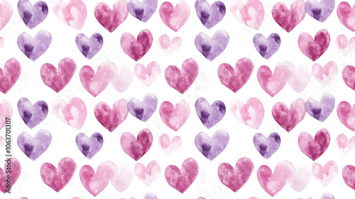 Seamless watercolor hearts pattern for Valentine s Day greeting cards romantic design