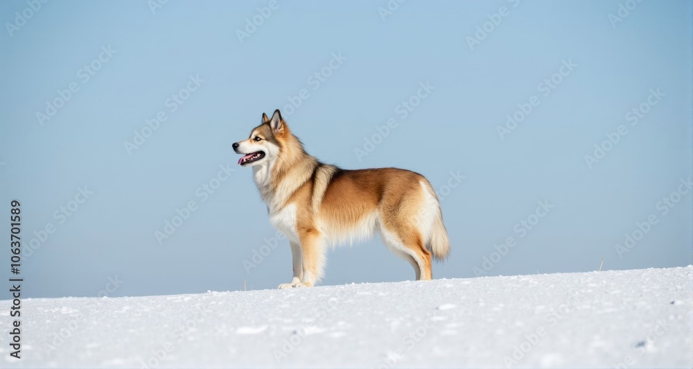 Siberian Husky standing proudly in snow Siberian Husky standing proudly in snow
