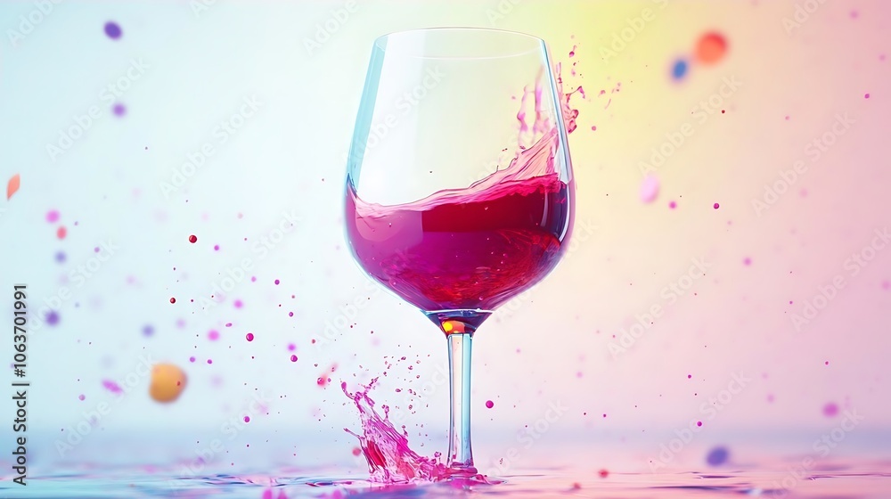 Red Wine Splash in a Glass with Colorful Background Red Wine Splash in a Glass with Colorful Background