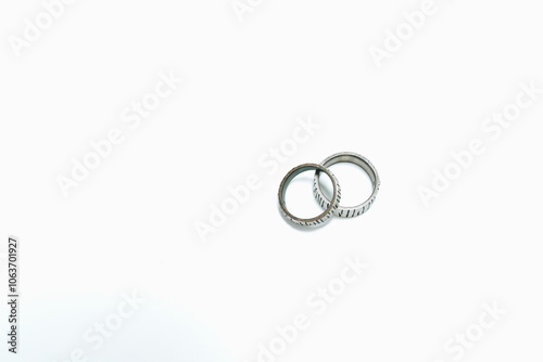 rustic wedding ring isolated on white background.