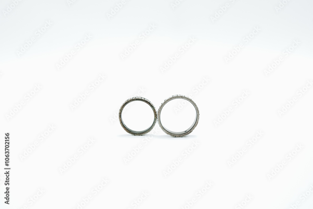 rustic wedding ring isolated on white background. rustic wedding ring isolated on white background.