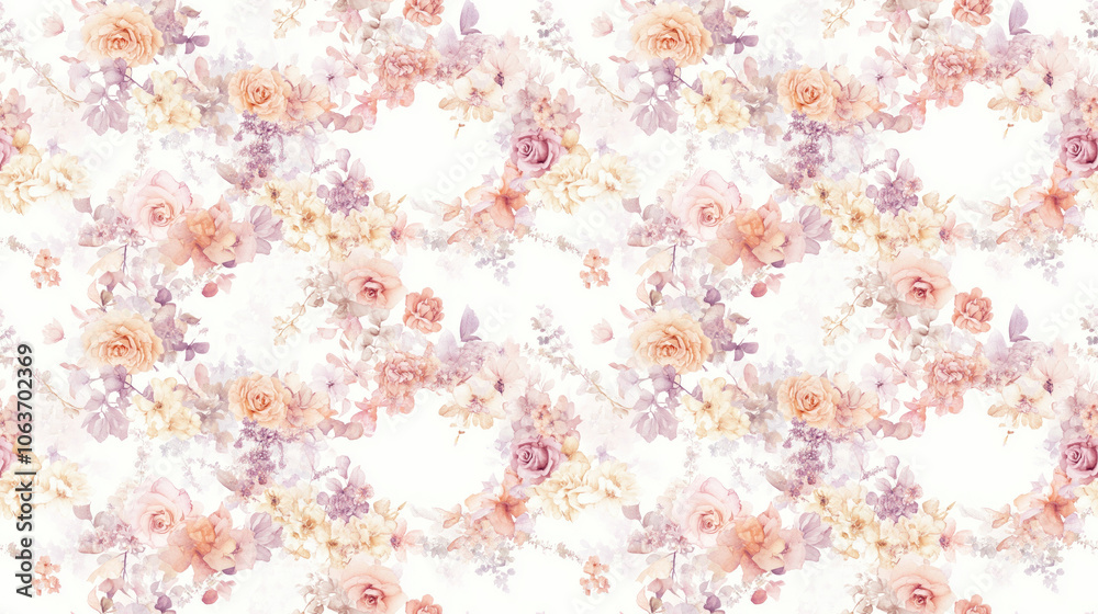 Seamless floral wreath pattern in soft pastel hues watercolor design for textiles and home decor Seamless floral wreath pattern in soft pastel hues watercolor design for textiles and home decor