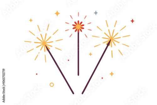 New Year Sparklers | isolated vector illustration on white background