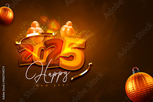 Happy New Year celebration banner and background design