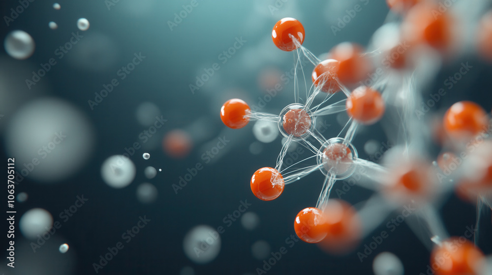 detailed view of crystal lattice atomic structure showcasing interconnected atoms with vibrant orange spheres representing atoms and transparent bonds. image conveys sense of scientific exploration detailed view of crystal lattice atomic structure showcasing interconnected atoms with vibrant orange spheres representing atoms and transparent bonds. image conveys sense of scientific exploration