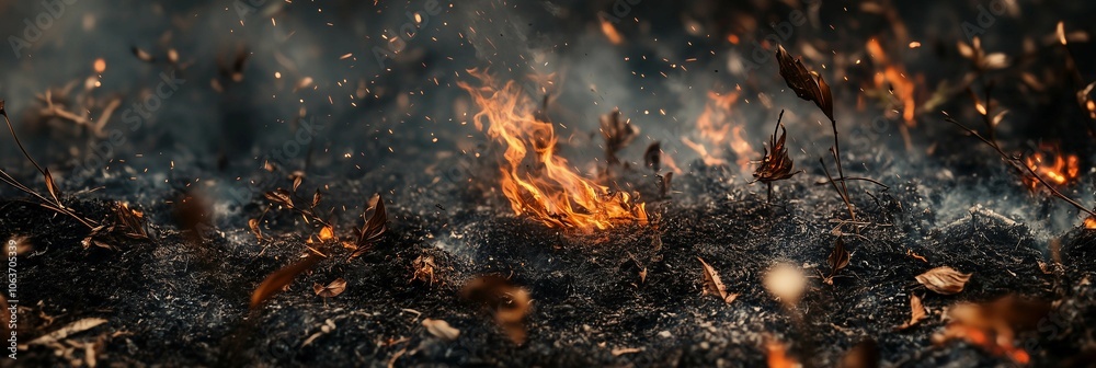 Burning forest with trees on fire,flames and sparks background,intense heat and danger disaster. Burning forest with trees on fire,flames and sparks background,intense heat and danger disaster.