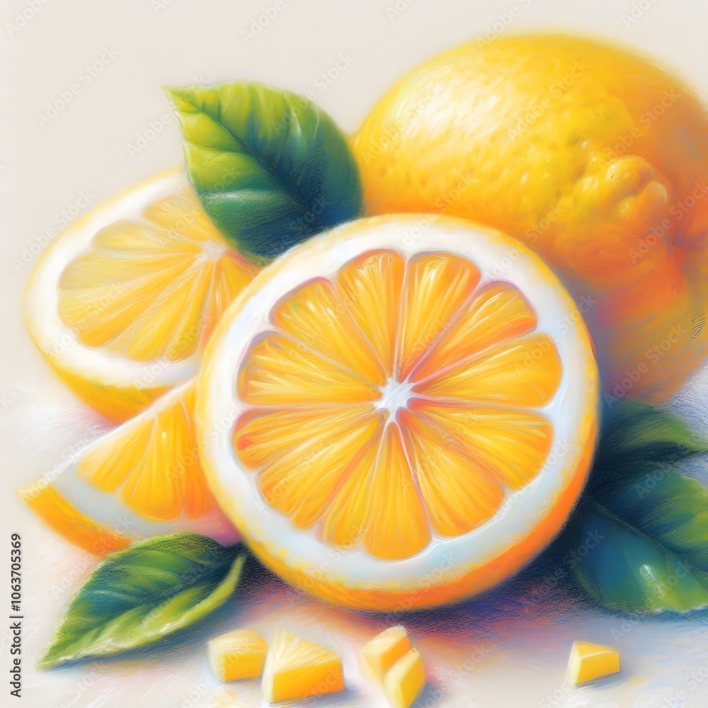 레몬, 단면, 파스텔화 (lemon, section, pastel painting) 레몬, 단면, 파스텔화 (lemon, section, pastel painting)