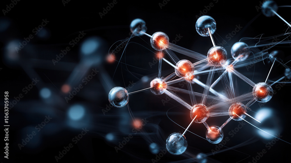 Visualize crystal lattice atomic structure with interconnected atoms, showcasing vibrant colors and intricate details. This representation highlights beauty of molecular arrangements Visualize crystal lattice atomic structure with interconnected atoms, showcasing vibrant colors and intricate details. This representation highlights beauty of molecular arrangements