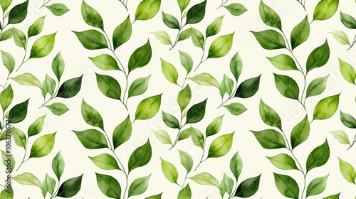 Watercolor leaf seamless pattern on a clean white background ideal for textile design and home decor