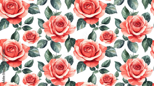 Seamless pattern of classical vintage floral design featuring watercolor blooming rose flowers ideal for greeting cards textiles and home decor