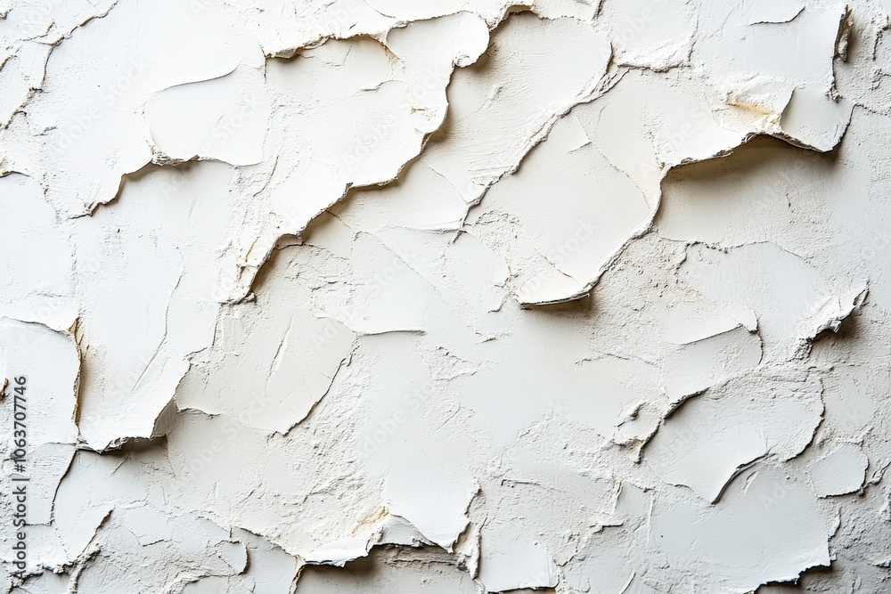 Cracked Plaster Texture: A closeup of textured, cracked plaster reveals a captivating abstract pattern of weathered white paint. The distressed surface suggests a history of time and wear. Cracked Plaster Texture: A closeup of textured, cracked plaster reveals a captivating abstract pattern of weathered white paint. The distressed surface suggests a history of time and wear.