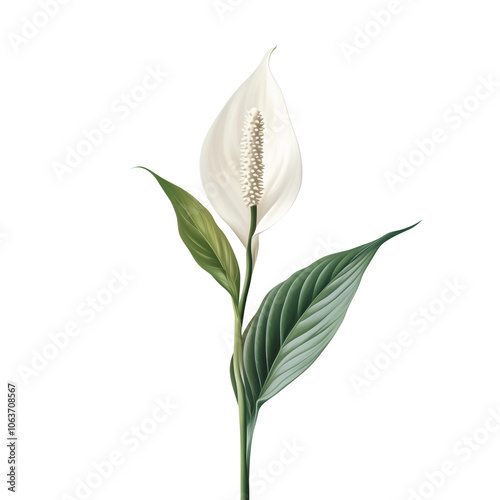 Peace Lily isolated on a transparent background and white background. Photo and PNG file