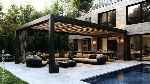Modern Backyard Patio with ...
