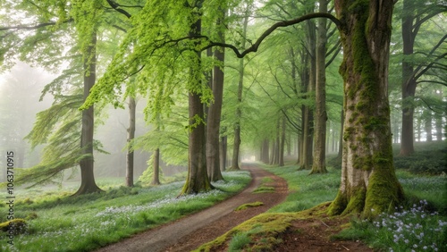 Lush Emerald Leaves Glimmering in Soft Dawn Light, Capturing Nature's Tranquil Beauty and Serenity