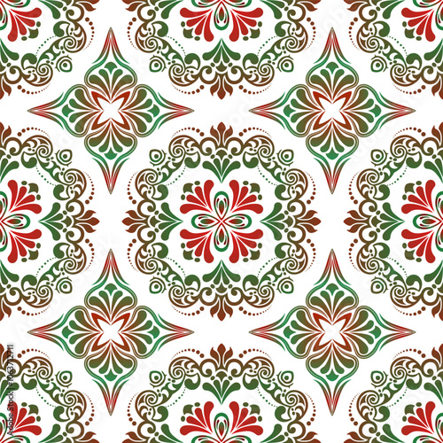 Vector damask seamless pattern background. Vintage ornamental template with pattern. Islam, turkish, Indian, Arabic. Vector, illustration.