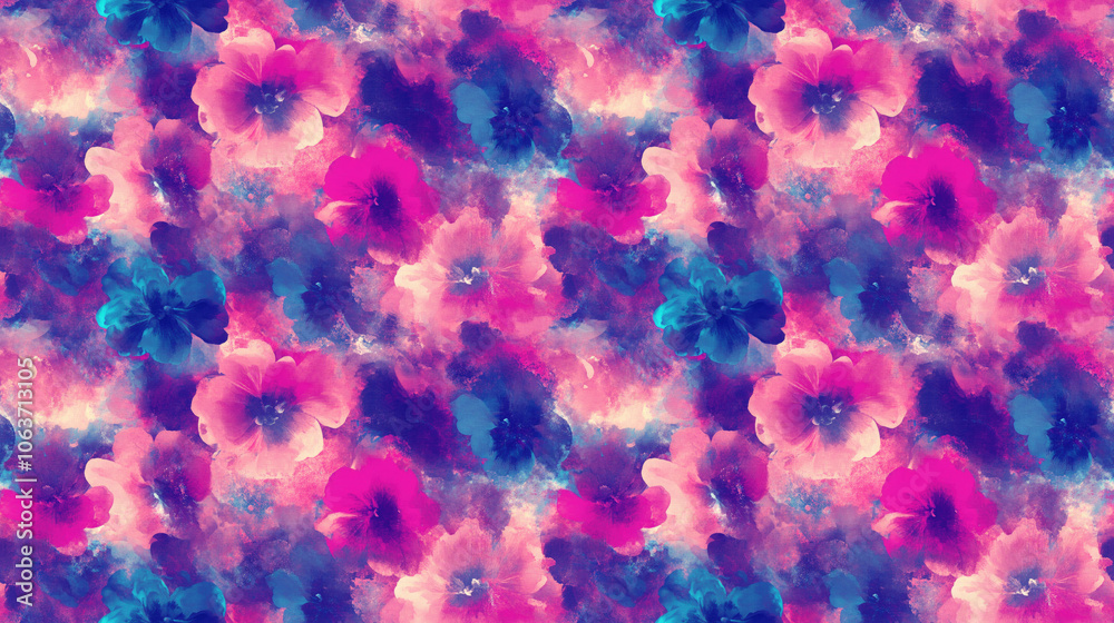 Vibrant seamless pattern featuring abstract floral designs in multicolored watercolor style perfect for textile and fashion applications Vibrant seamless pattern featuring abstract floral designs in multicolored watercolor style perfect for textile and fashion applications