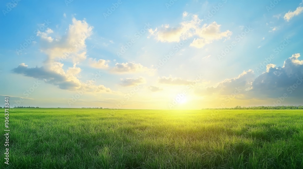 Photo. A meadow with lush green grass