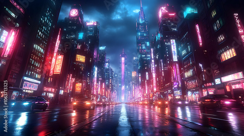 Neon Cityscape Illustration