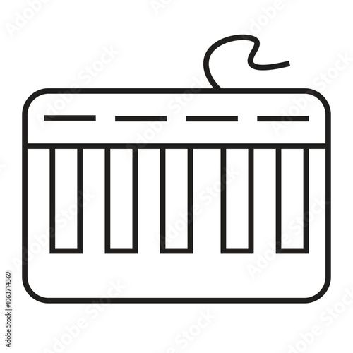 A small piano-shaped icon design that can be used as a symbol for instruments, music, education, or other editing tools.