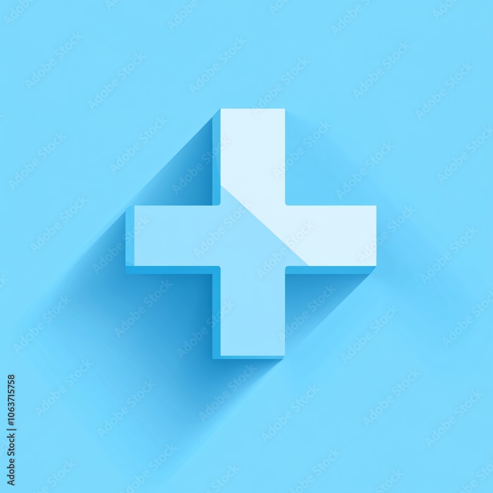 Obraz premium D Plus Sign White Plus Symbol Blue Background