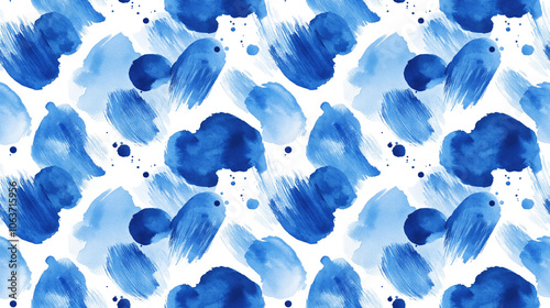 Wallpaper Mural Seamless pattern of abstract blue watercolor splash strokes on a clean white background ideal for paper art design Torontodigital.ca