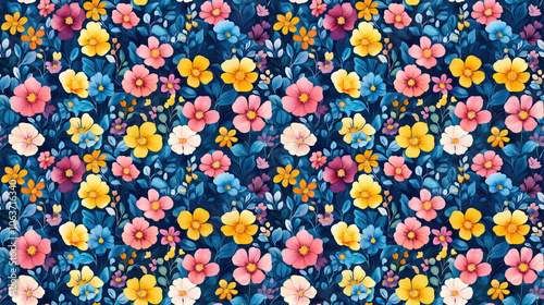 Seamless pattern of vibrant watercolor abstract flowers perfect for fabric design and home decor