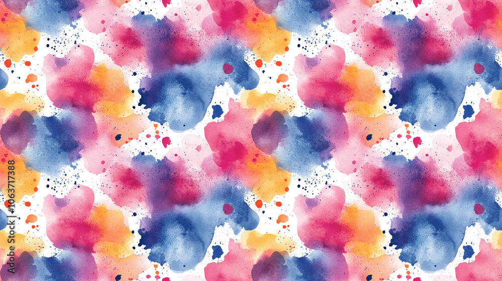 Obraz premium Watercolor seamless pattern featuring vibrant blots and splatters ideal for backgrounds and textile design