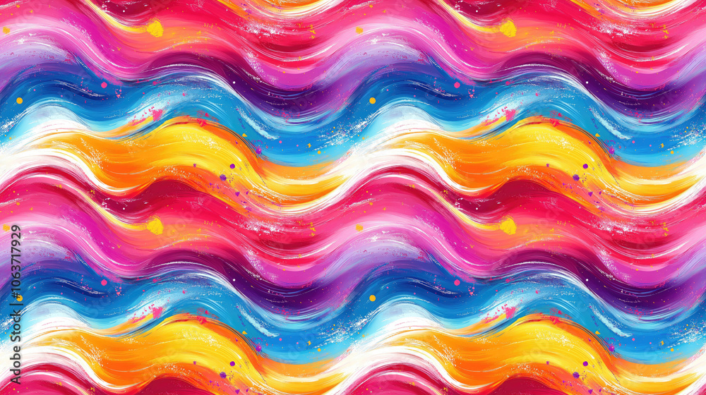 Colorful wavy abstract pattern with dynamic brush strokes and vibrant splashes ideal for creative backgrounds and design projects Colorful wavy abstract pattern with dynamic brush strokes and vibrant splashes ideal for creative backgrounds and design projects