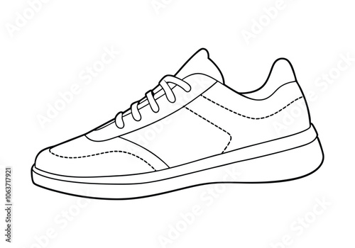 Continuous Line Art of a Sneaker. Minimalist Footwear Illustration for Fashion and Sports Themes