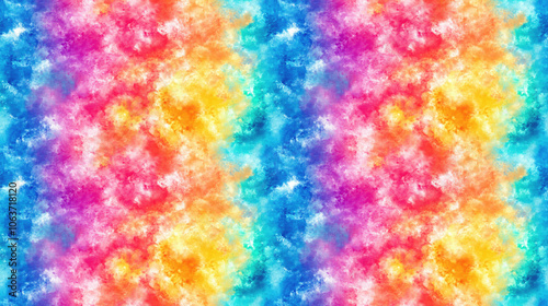 Vibrant seamless tie dye pattern featuring colorful aquarelle textures ideal for fabric design and fashion applications