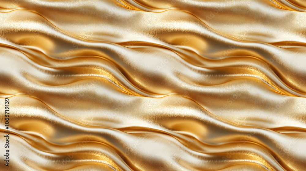 Fototapeta premium Seamless pattern of luxurious 3D golden brush strokes and silk cloth stripes perfect for elegant design projects digital textile art luxury decor