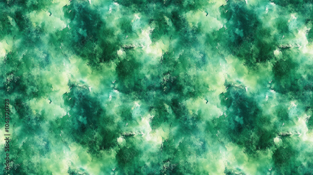 Fototapeta premium Vibrant seamless pattern featuring green blurred tie dye art with grunge fashion elements perfect for trendy textile design