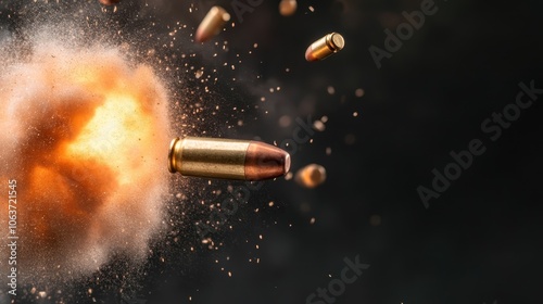 A dramatic photograph capturing the dynamic motion of a bullet as it pierces through a cloud, symbolizing speed and transformation in a powerful scene.