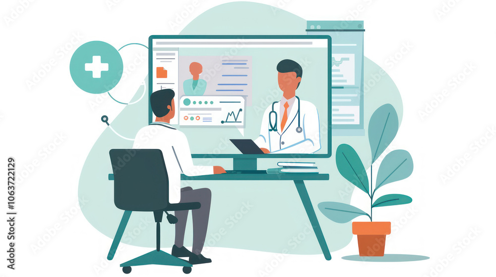Healthcare professionals conducting virtual consultations with patients, using telemedicine platforms to provide care remotely. Healthcare professionals conducting virtual consultations with patients, using telemedicine platforms to provide care remotely.