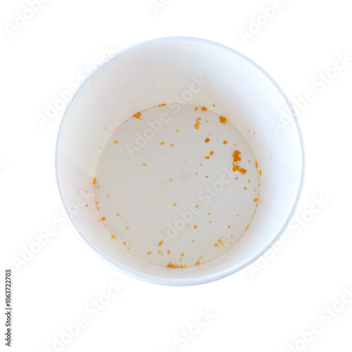 Top view Paper bucket isolated on white background.