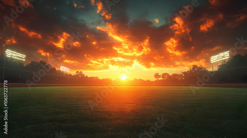 Sunset Stadium Field Illust...