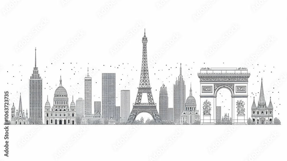 Fototapeta premium Paris Skyline Illustration