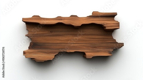 Rustic Wooden Shelf: Abstract, organic-shaped wooden shelf with a rich, dark brown hue. Perfect for showcasing unique items or adding a touch of natural artistry to any space.