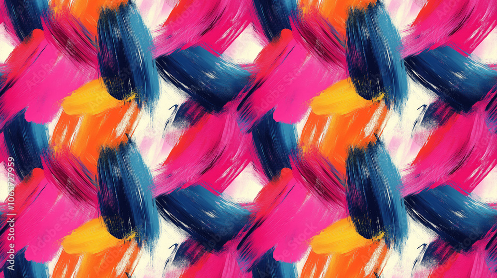 Seamless abstract pattern of brushed paint strokes in vibrant colors ideal for backgrounds and textile design Seamless abstract pattern of brushed paint strokes in vibrant colors ideal for backgrounds and textile design