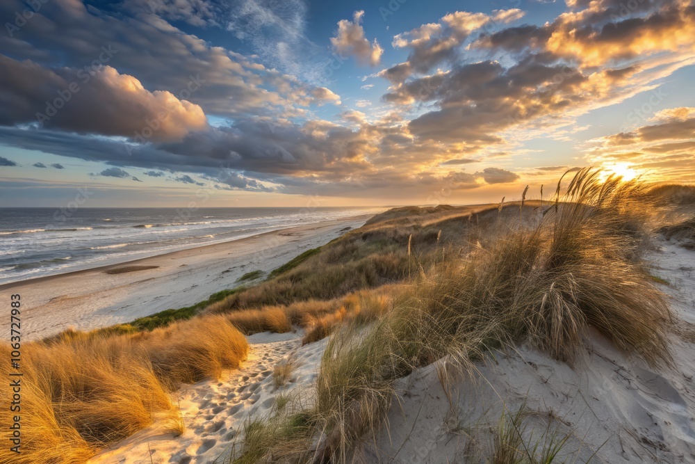 Soft Rolling Dunes with Wispy Grass Under a Vast Sky Create a Serene Natural Landscape Scene Soft Rolling Dunes with Wispy Grass Under a Vast Sky Create a Serene Natural Landscape Scene
