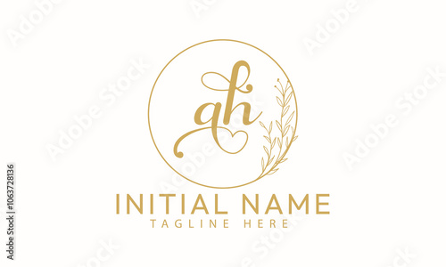 AH H A initial signature logo template vector