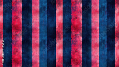 Modern Bohemian stripe pattern featuring blue tie dye effects and red textures ideal for fabric design and home decor