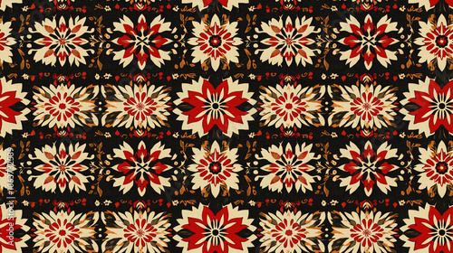 Seamless abstract floral ethnic pattern featuring beautiful geometric designs ideal for textile applications