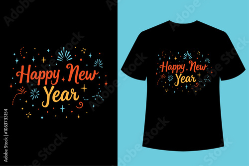 HELLO NEW YEAR - Happy new year t shirt design And svg cut files, New Year Stickers quotes t shirt designs, new year hand lettering typography vector illustration with fireworks symbol ornaments and .