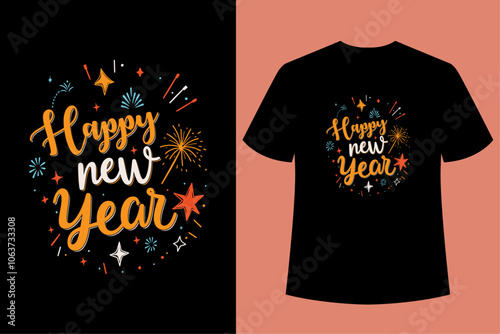 HELLO NEW YEAR - Happy new year t shirt design And svg cut files, New Year Stickers quotes t shirt designs, new year hand lettering typography vector illustration with fireworks symbol ornaments and .