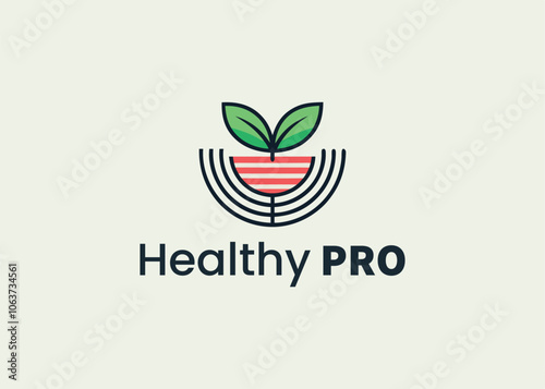 Modern minimalist healthy food restaurant logo template