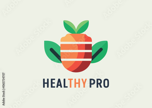 Modern minimalist healthy food restaurant logo template