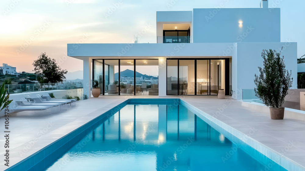 Modern and minimalist house with garden swimming pool Modern and minimalist house with garden swimming pool