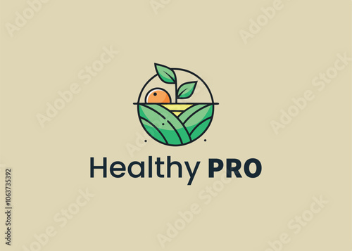 Modern minimalist healthy food restaurant logo template